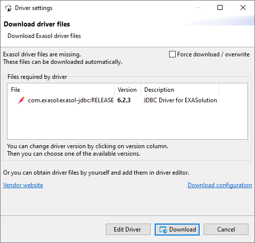 Download Exasol JDBC Driver